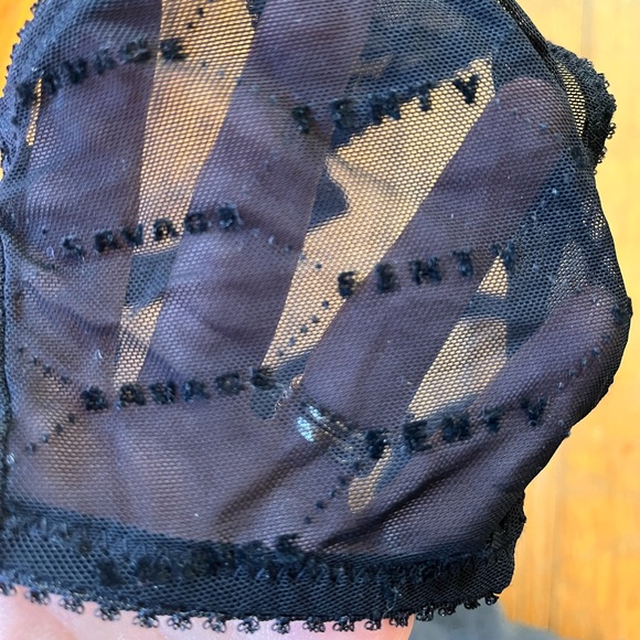 SAVAGE X FENTY mesh bralette, black, front clasp, unlined. - Picture 2 of 3